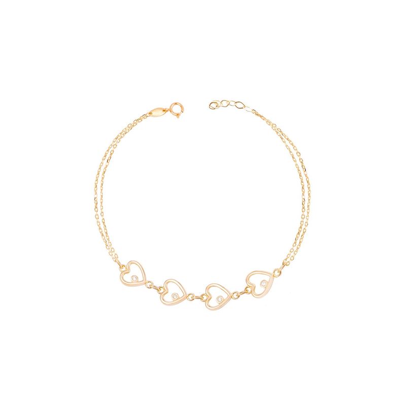 JB JOYAS BARON - Pulsera de Oro 18kt Cuatro corazones con Circonita