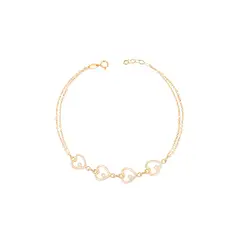 JB JOYAS BARON - Pulsera de Oro 18kt Cuatro corazones con Circonita