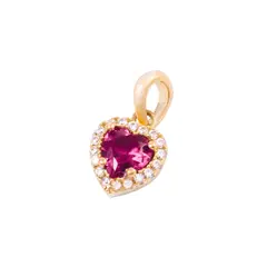 JB JOYAS BARON - Colgante de Oro 18kt Corazón Circonita-Rubí