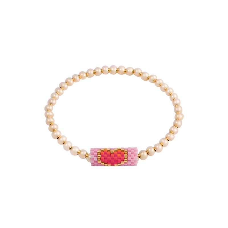 JB JOYAS BARON - Pulsera Plata Esterlina 925 Corazoncito Pink Revestido Oro 14kt