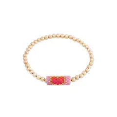 JB JOYAS BARON - Pulsera Plata Esterlina 925 Corazoncito Pink Revestido Oro 14kt