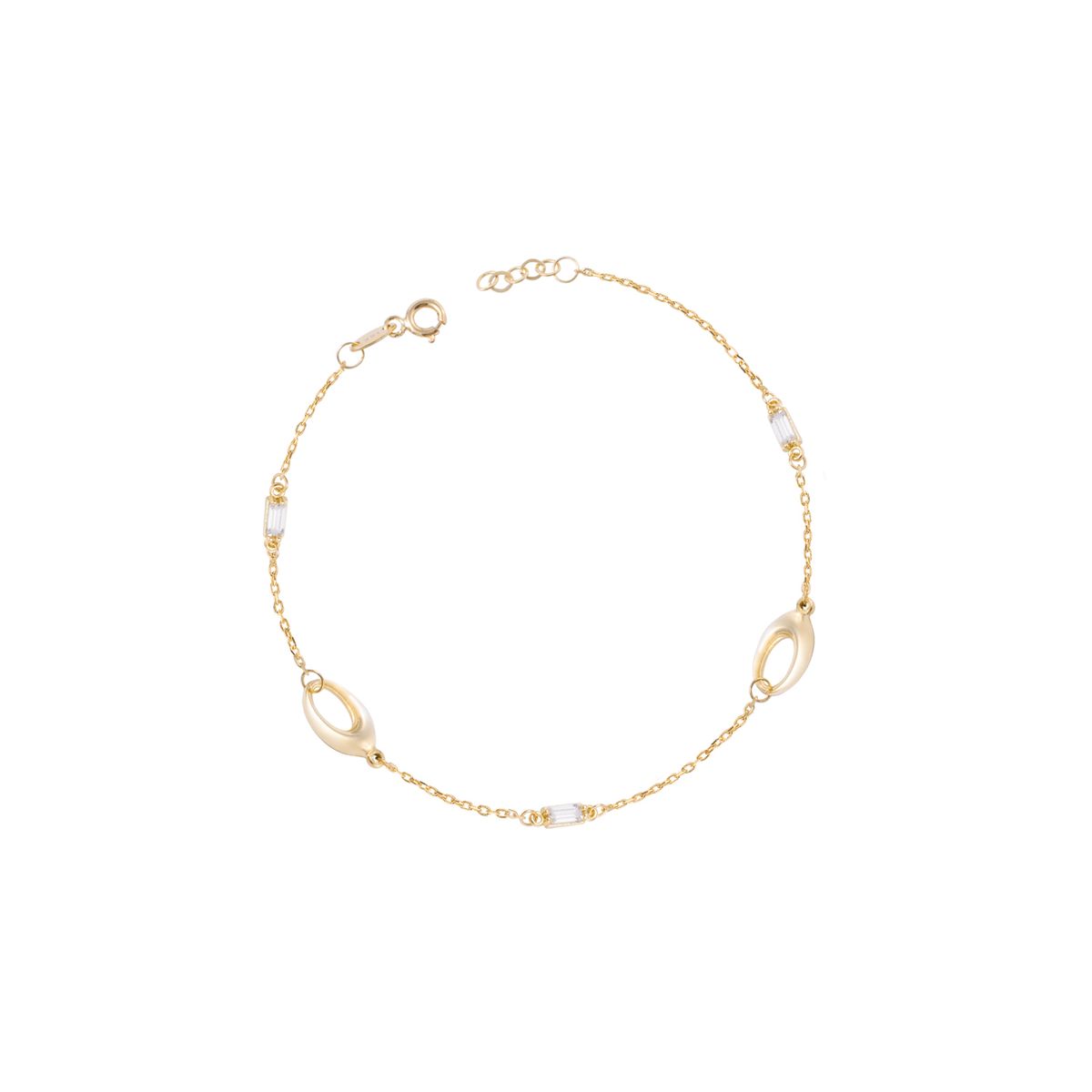 JB JOYAS BARON - Pulsera de Oro 18kt Eslabones Ovalados y Circonitas - Baguette