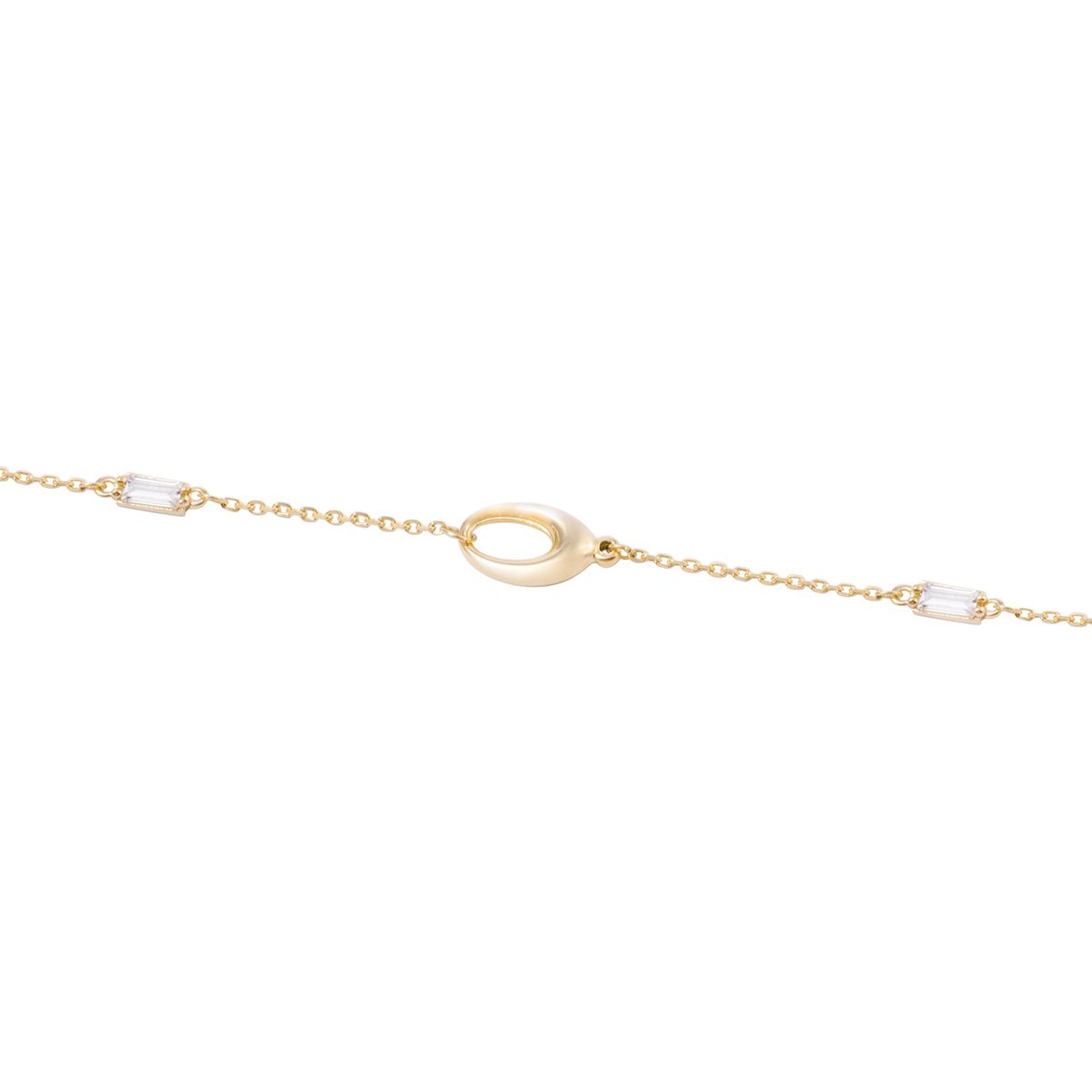 JB JOYAS BARON - Pulsera de Oro 18kt Eslabones Ovalados y Circonitas - Baguette