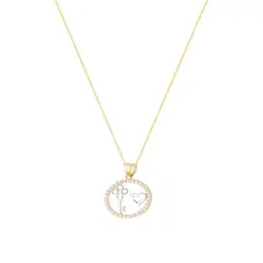 JB JOYAS BARON - Collar de Oro Amarillo 18kt Corazón y Llave Circonitas