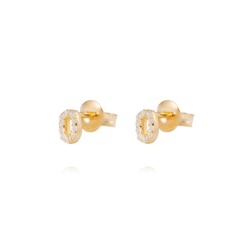 JB JOYAS BARON - Aros de Plata Esterlina 925 Letra O Bañado en Oro 14kt