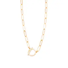 JB JOYAS BARON - Collar de Plata Esterlina 925 Broche Eslabones circones en Oro 14kt