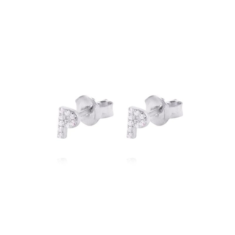 JB JOYAS BARON - Aros de Plata Esterlina 925 Letra P