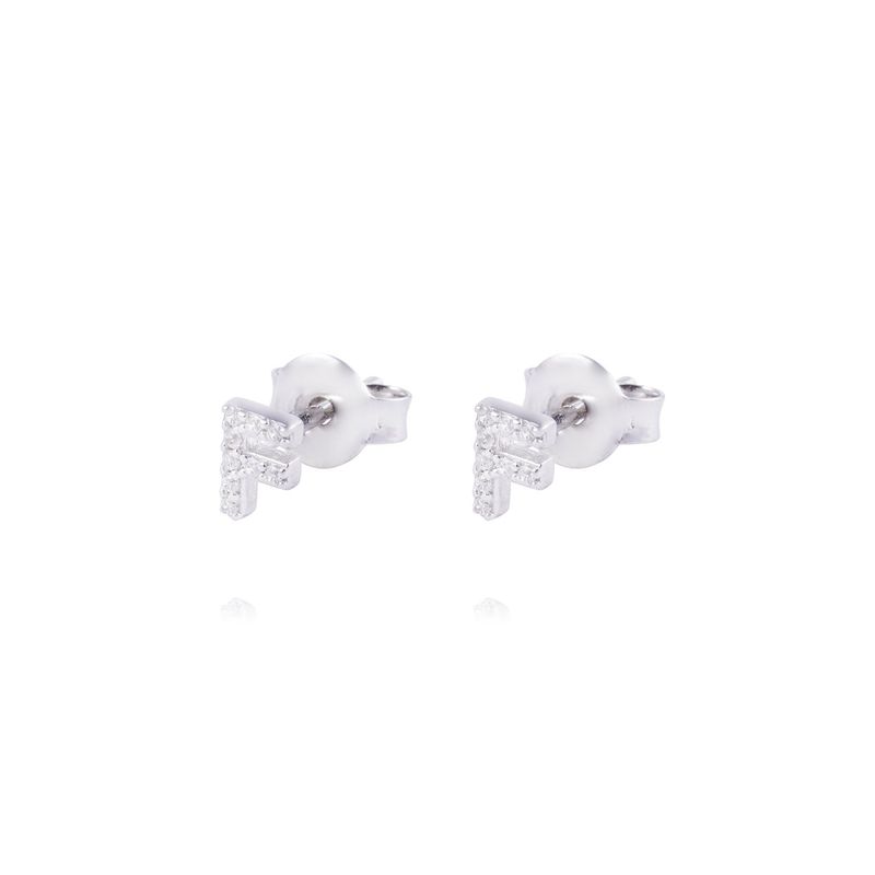 JB JOYAS BARON - Aros de Plata Esterlina 925 Letra F
