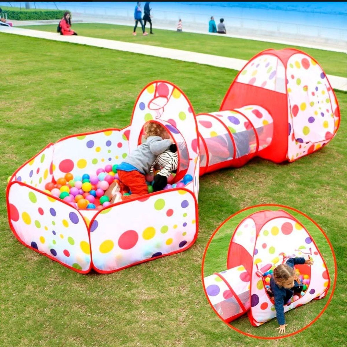 GENERICO - CARPA TUNEL PLEGABLE PARA NIÑOS ROJO