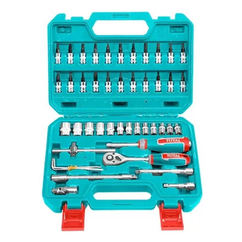 TOTAL TOOLS - Kit Set Juego Dados Chicharra 1/4 46 Piezas Total Tht141462