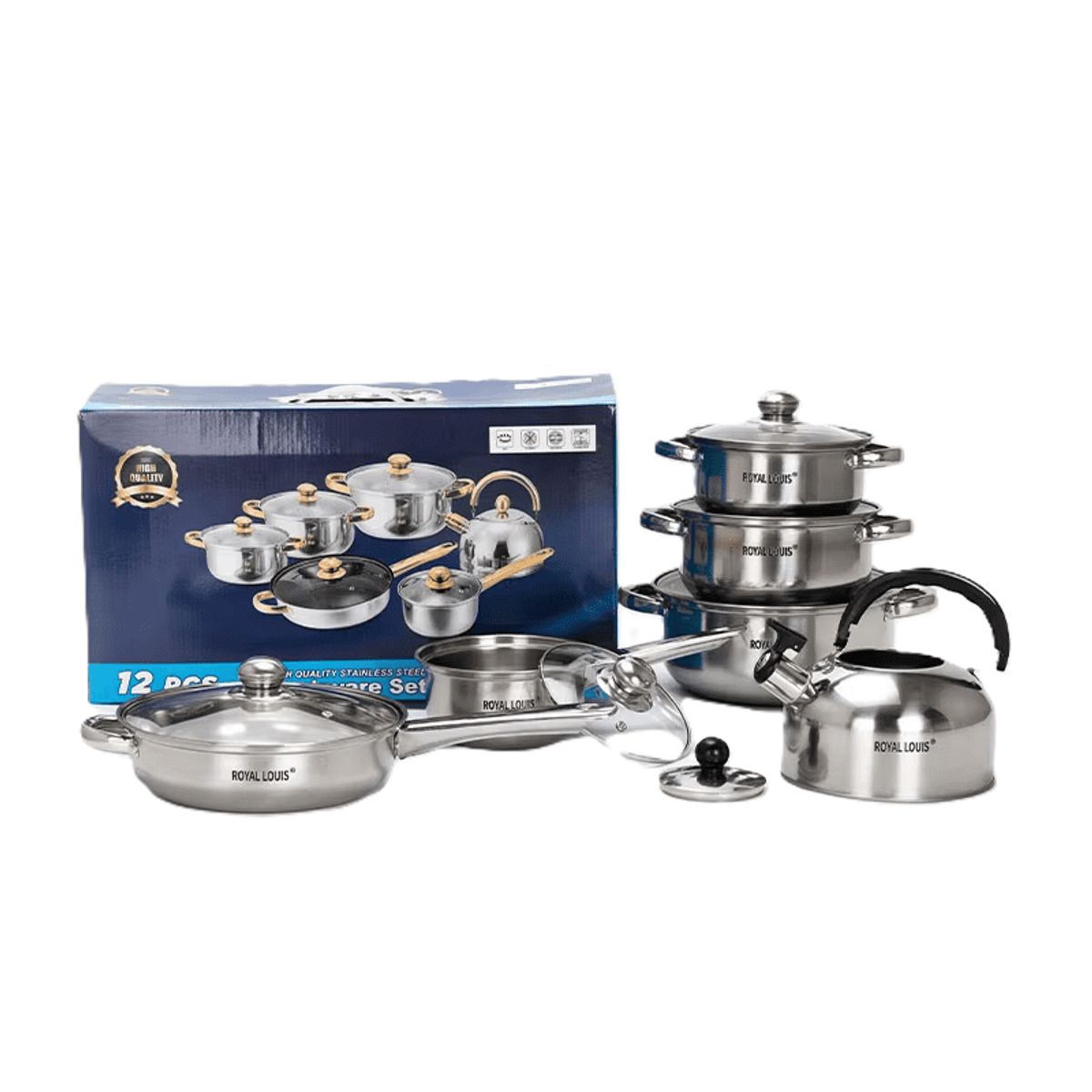 GENERICO - Juego Ollas Inoxidable Cocina Set 12 Piezas Antiadherente