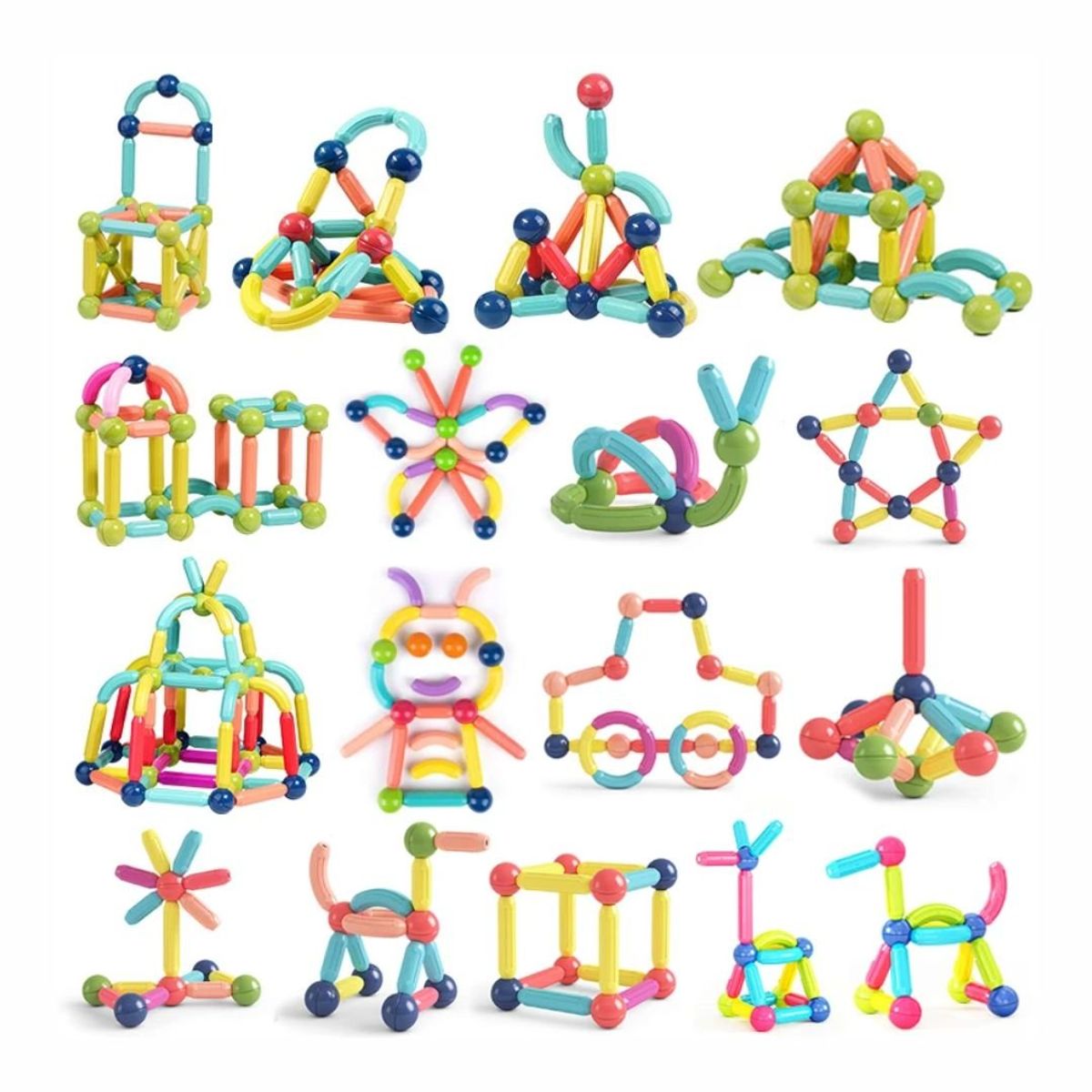 OEM - PUZZLE BLOQUES DE CONSTRUCCION MAGNETICOS MONTESSORI 64 P