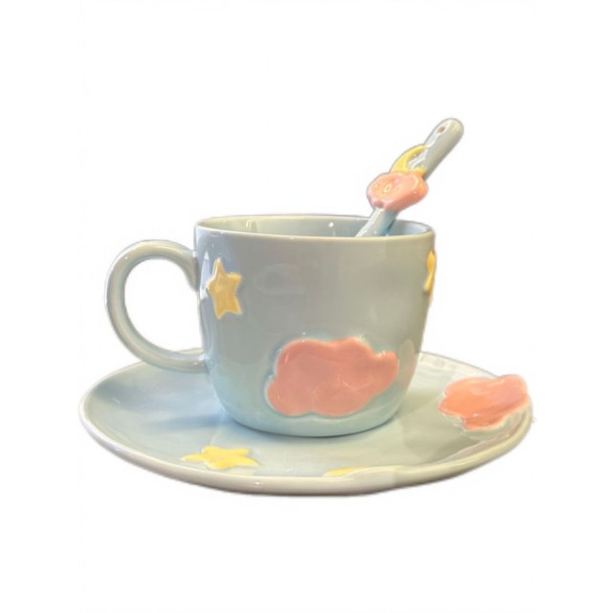 TODOK - Taza de Cerámica con Diseño de Nubes Pintada a Mano T-00041