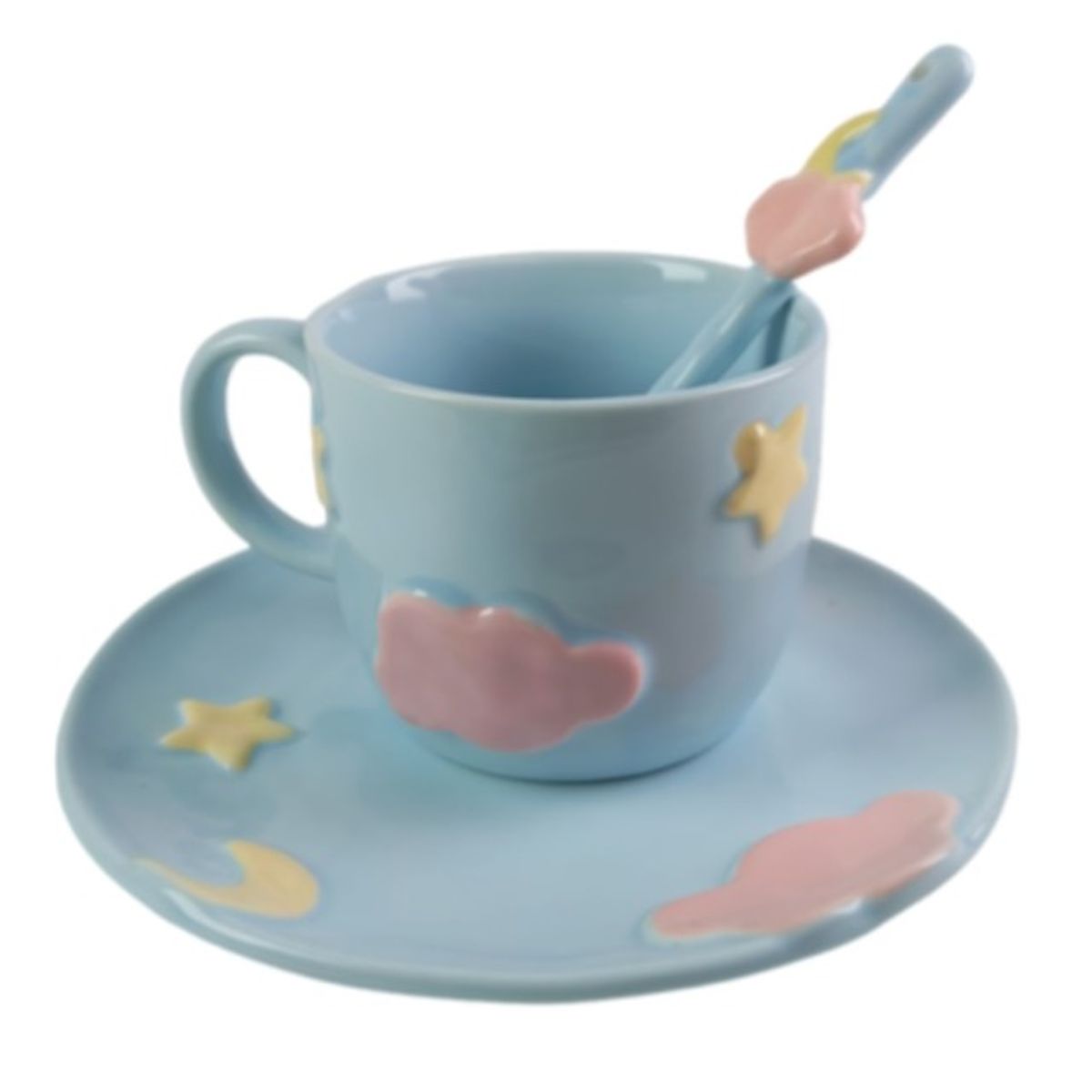 TODOK - Taza de Cerámica con Diseño de Nubes Pintada a Mano T-00041