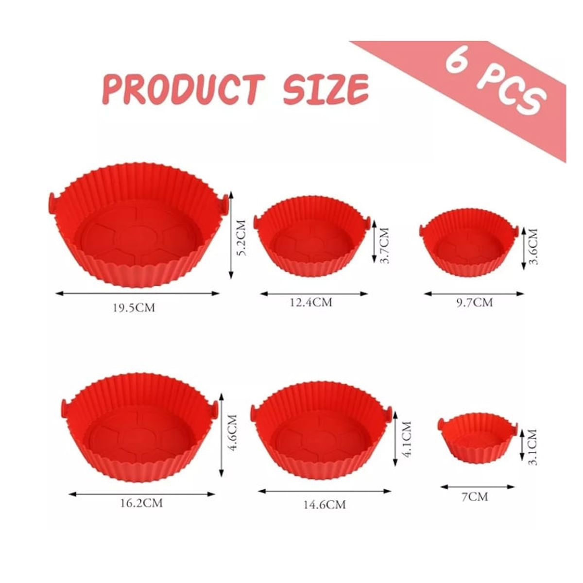 GENERICO - Pack X6 Molde Silicona Antiadherente Para Freidora De Aire