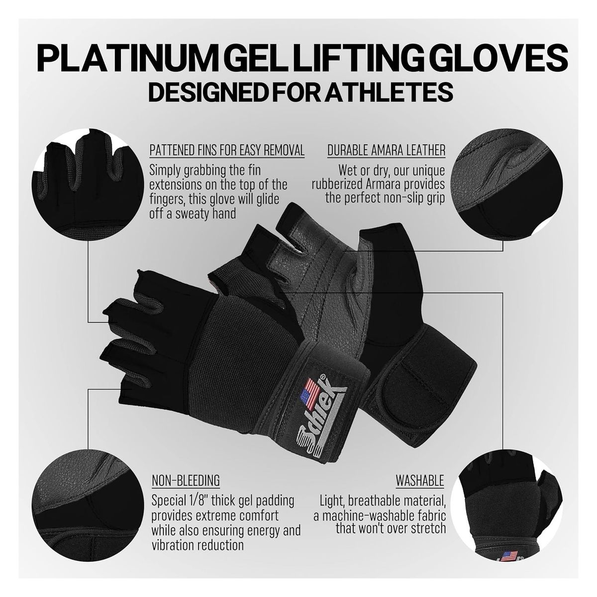 GENERICO - Guantes De Gimnasio Para Pesas Schiek 530 Platinum Series M
