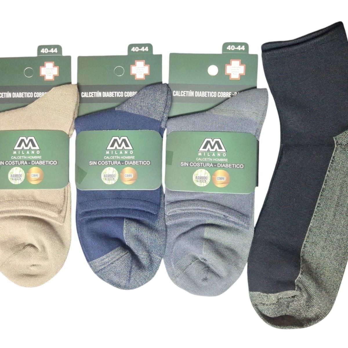 GARSIL - 6 Pares Calceta Para Hombre Largo Americano Con Cobre + Bambu