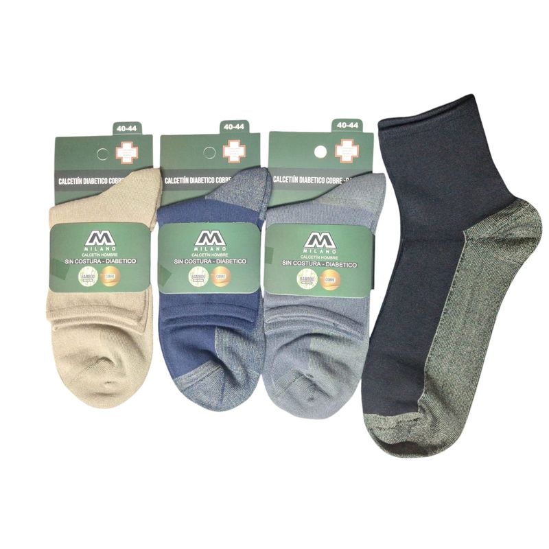 GARSIL - 6 Pares Calceta Para Hombre Largo Americano Con Cobre + Bambu