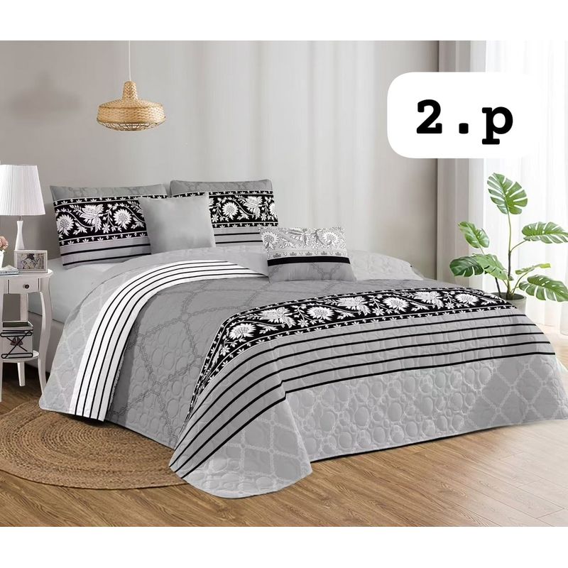 GENERICO - Quilt de Verano 2 plazas Color Gris TF100