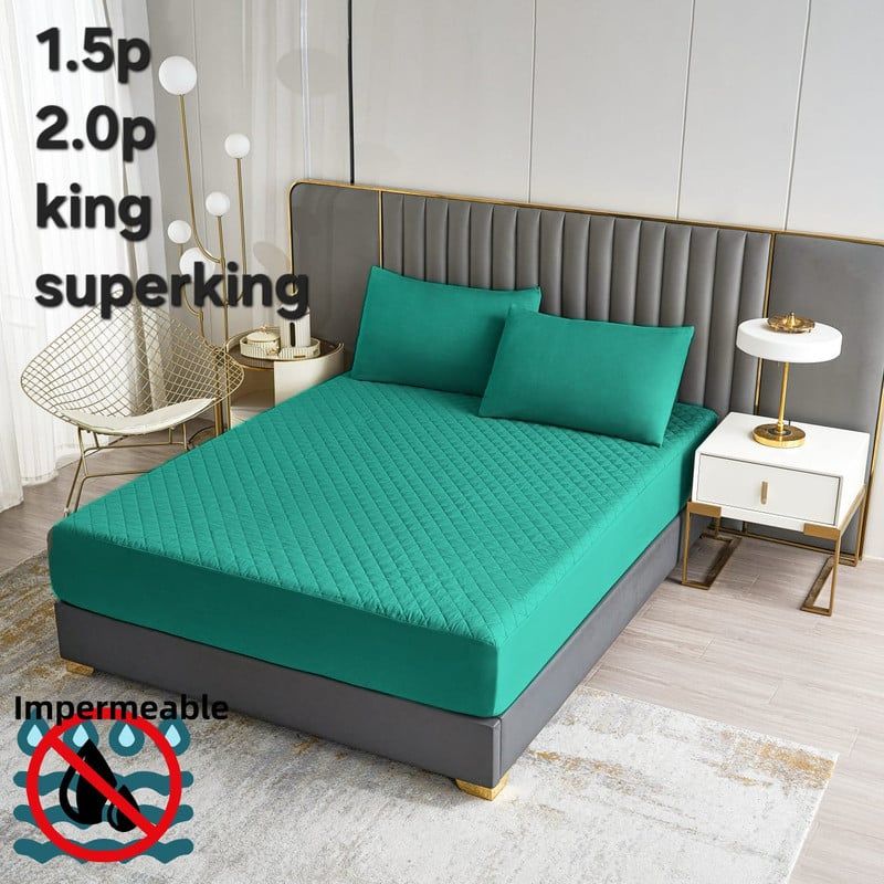 ANGELES DEL HOGAR - Cubre Colchon  Impermeable King Verde