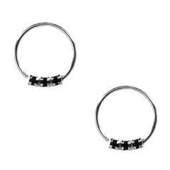 GENERICO - Aro Piercing Mujer Plata 925 Circon Negro 10 Mm Regalo