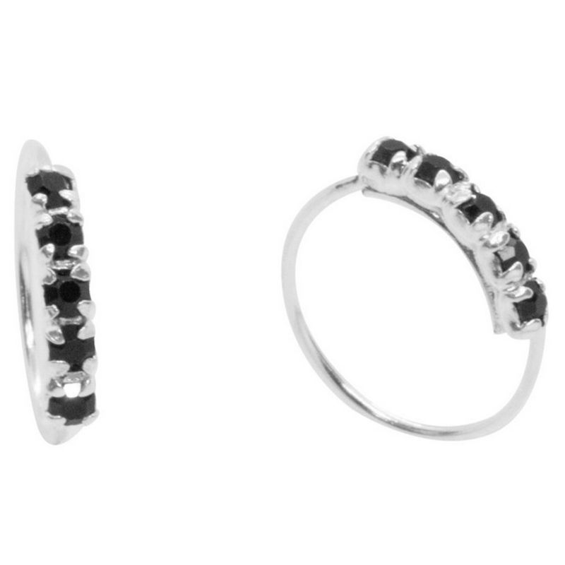 GENERICO - Aro Plata 925 Piercing Circones Negros Caja De Regalo