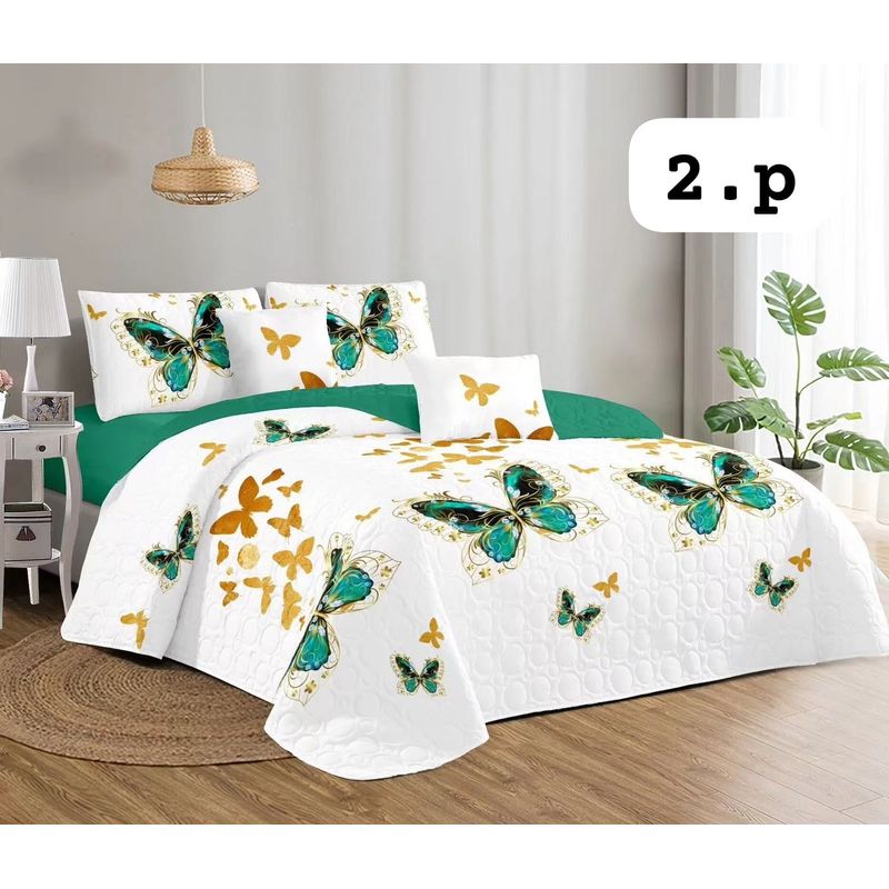 GENERICO - Quilt de Verano 2 plazas Color Blanco con Diseño TF101