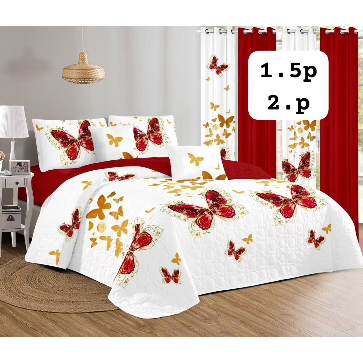 GENERICO - Quilt de Verano 2 plazas Color Blanco con Diseño TF102