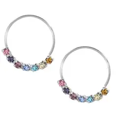 GENERICO - Aros De Plata 925 Piercing Circones Arcoiris 12 Mm