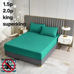 ANGELES DEL HOGAR - Cubre Colchon Impermeable Super King Verde