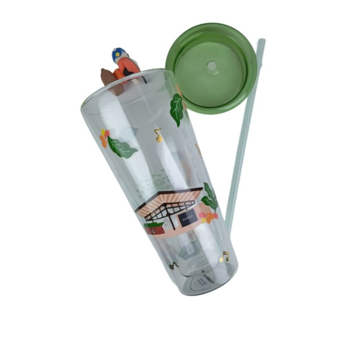 TODOK - Vasos de Cristal con Tapa Ajustada Tapa Verde T-00039-3