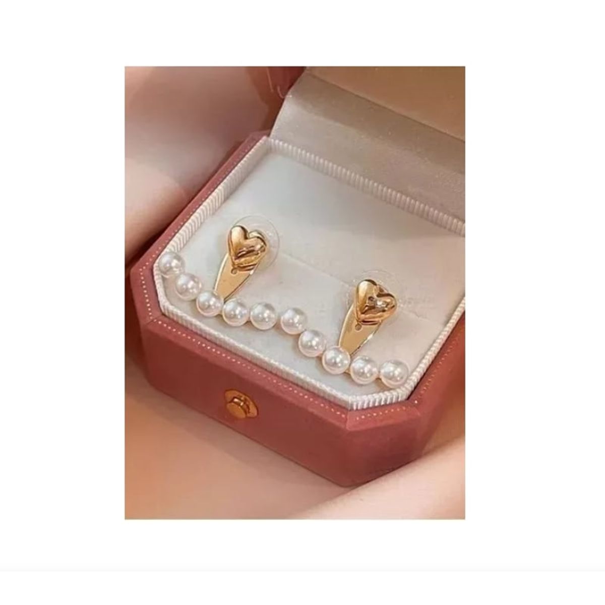 GENERICO - Aros Aretes Zarcillos Pendientes De Corazón Y Perlas Mujer