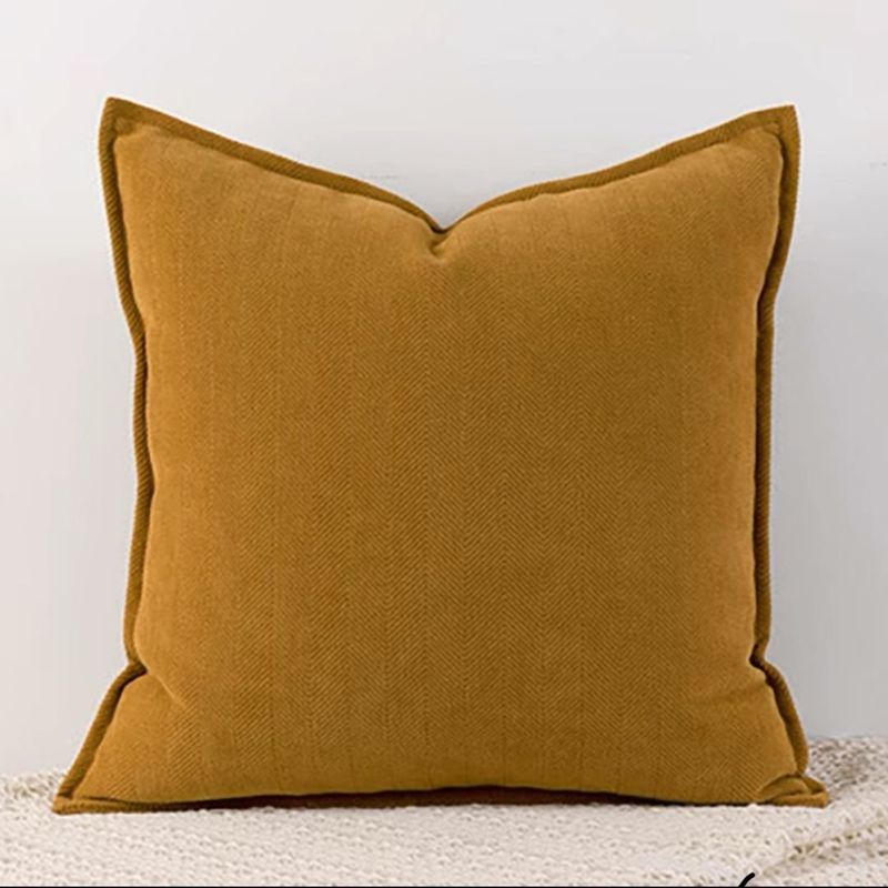 GENERICO - Funda de Cojín Chenille 45 x 45 cm - Mostaza