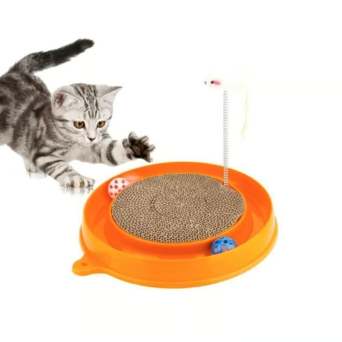 GENERICO - Tablero Rascador Con Pelotas Y Ratón Para Gatos