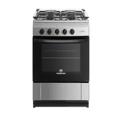 MADEMSA - Cocina a Gas 4 Platos con LimpiaFácil y Tapa Cubierta MV 220 T Inox