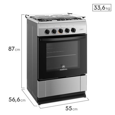 Imagen 2 del producto Cocina a Gas 4 Platos con LimpiaFácil y Tapa Cubierta MV 220 T Inox