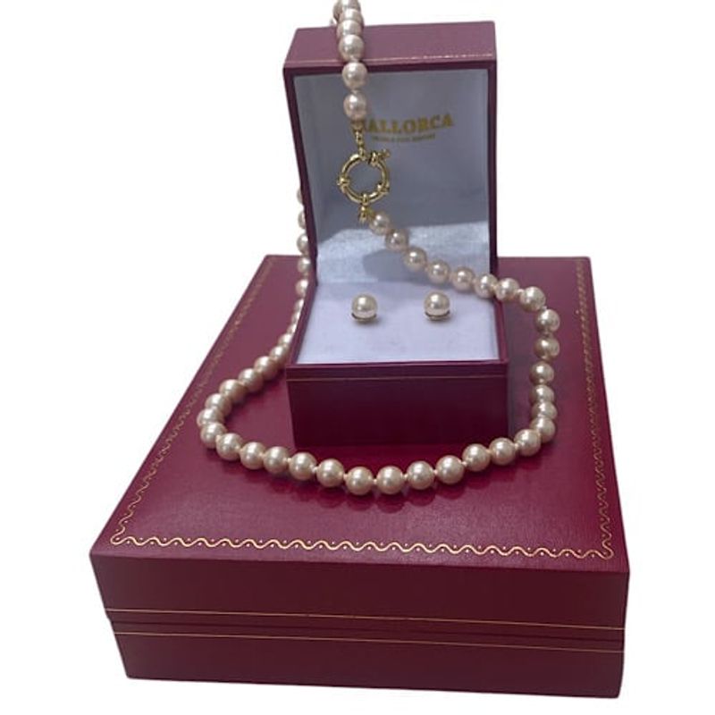 MALLORCA - COLLAR 45CMS DE LARGO Y AROS PERLAS 7MM ORIGINAL PERLAS DE MALLORCA