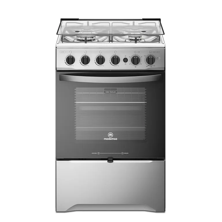 Cocina a Gas 4 Platos con LimpiaFacil y Grill Electrico M 785 T Inox