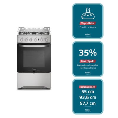 Imagen 2 del producto Cocina a Gas 4 Platos VaporBake y Timer F 2606 T