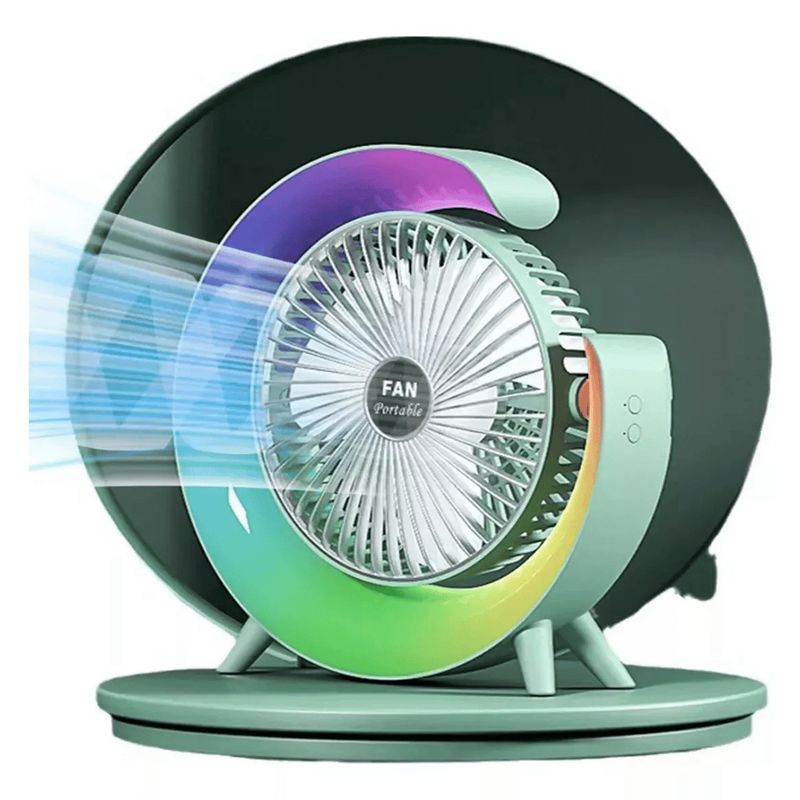 LINE - Ventilador Escritorio Portátil USB con Lámpara Luces LED Colores