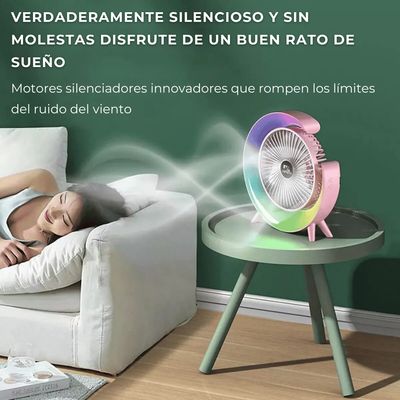Imagen 2 del producto Ventilador Escritorio Portátil USB con Lámpara Luces LED Colores