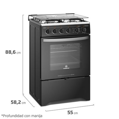 Imagen 2 del producto Cocina a Gas 4 Platos LimpiaFácil y Timer M 775 BT Negra
