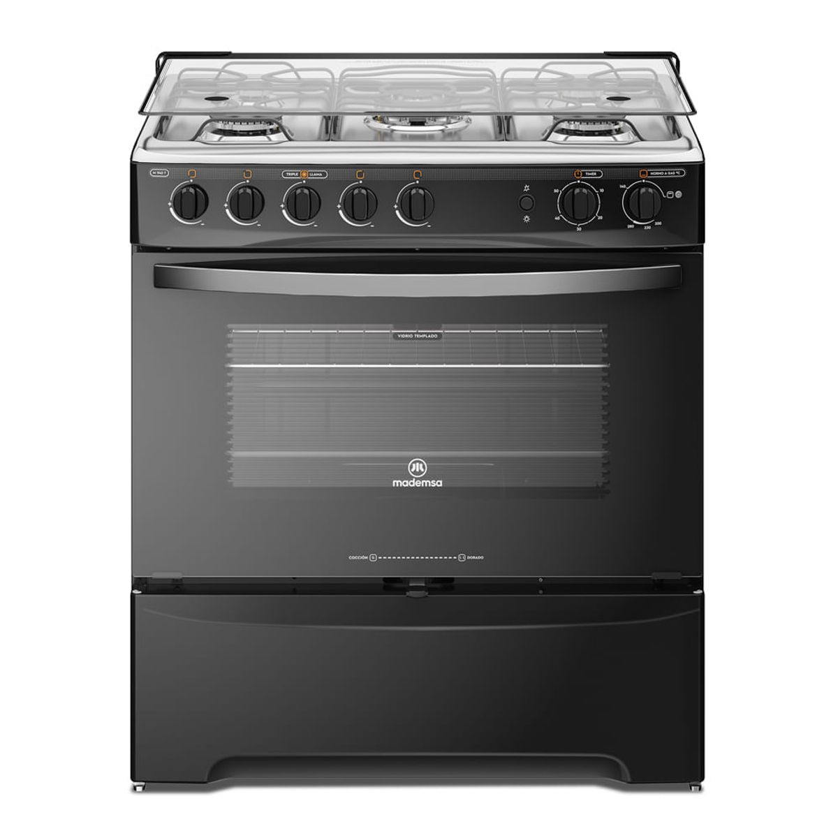 MADEMSA - Cocina a Gas 5 Platos Mademsa Triple Llama M 940 T Negra