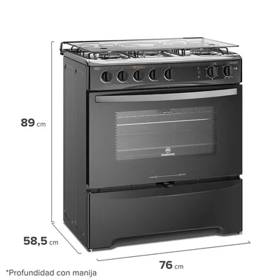 Imagen 2 del producto Cocina a Gas 5 Platos Triple Llama M 940 T Negra