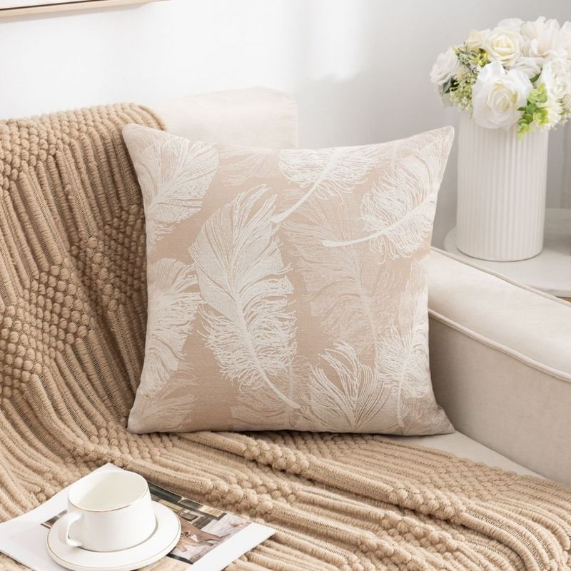 GENERICO - Pack Fundas de Cojín 45 x 45 cm - Plumas Beige