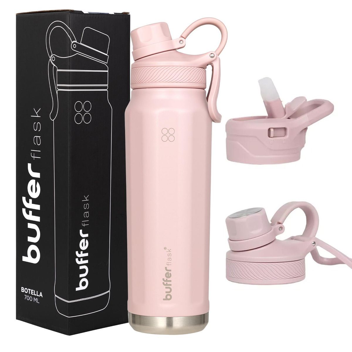 BUFFER FLASK - Termo Botella Agua Termica Acero Inox Buffer+Tapa - Rosa