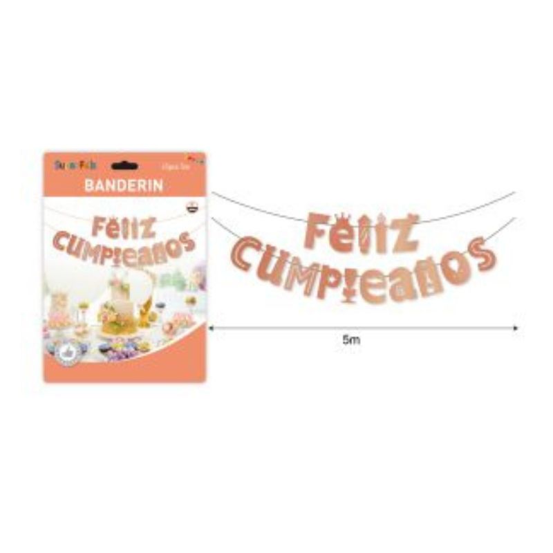 GENERICO - BANDERIN PARA FIESTA  15 PCS 5 M
