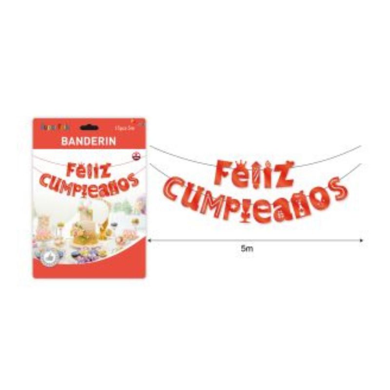 GENERICO - BANDERIN PARA FIESTA  15 PCS 5 M
