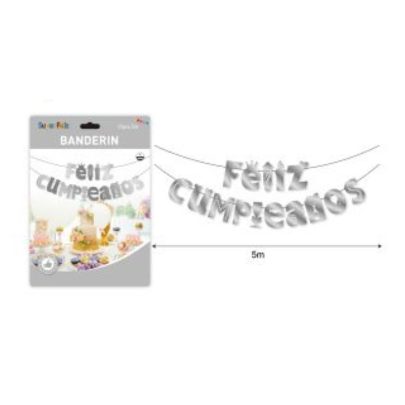 GENERICO - BANDERIN PARA FIESTA  15 PCS 5 M