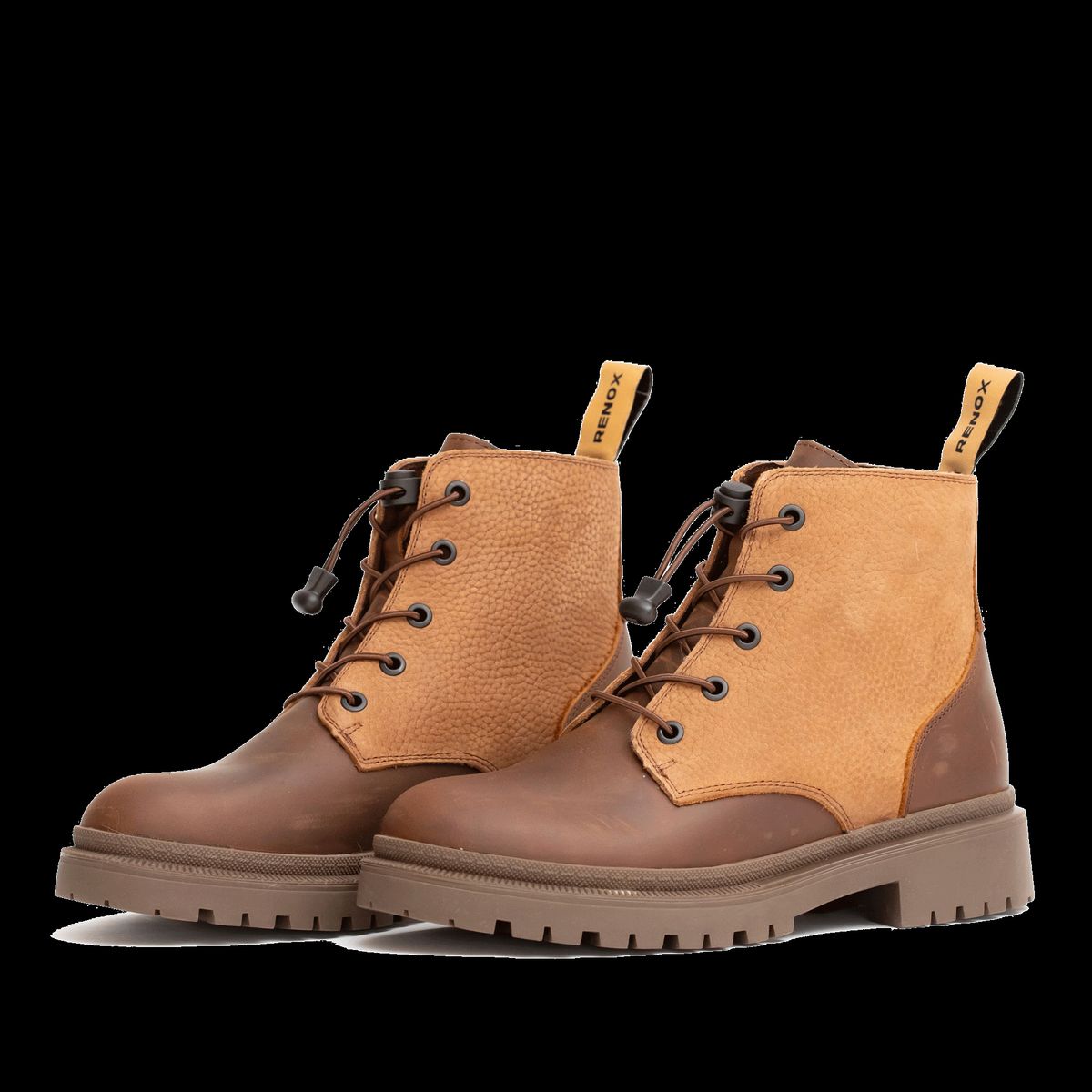 RENOX - Botín Cuero Mujer Renox Café Cordón Outdoor Antideslizante Outdoor
